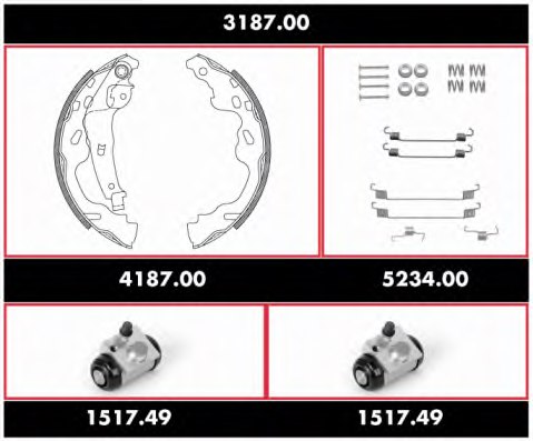 ROADHOUSE 3187.00 Brake Set, drum brakes